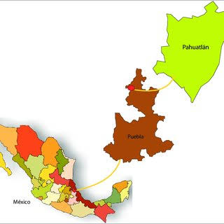 Mapa: México, Puebla y Pahuatlán